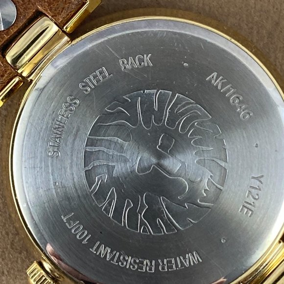 Anne Klein Unisex Gold Tone Watch Brown Strap main image 4